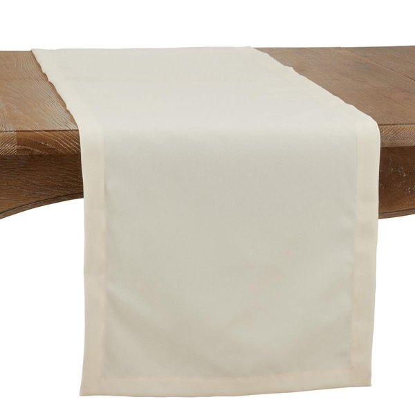 Saro 16 x 120 in. Casual Design Everyday Oblong Table Runner, Ivory 321.I16120B